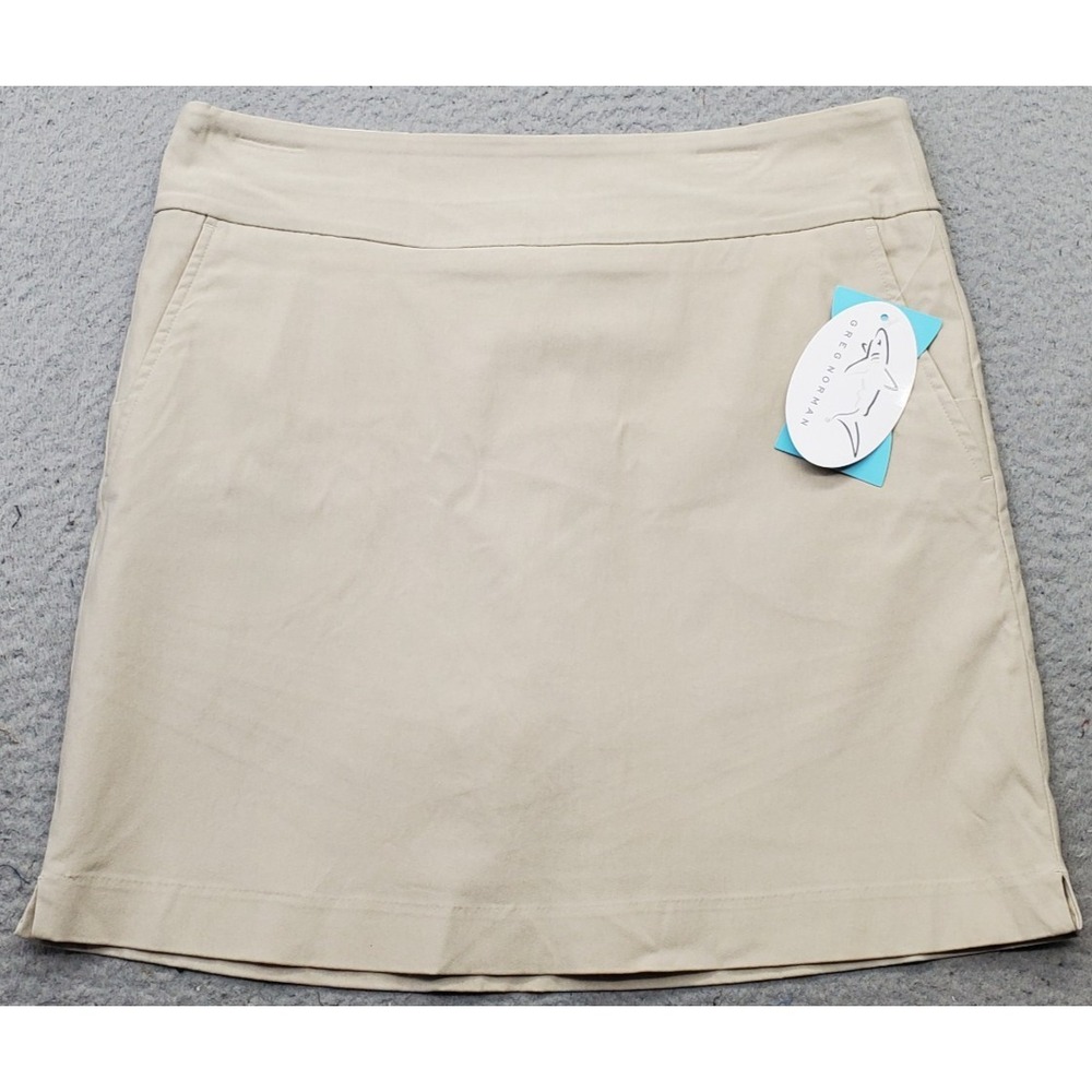 Greg Norman Golf Skort Womens 10 Tan Stretch Performance Side Slit Activewear